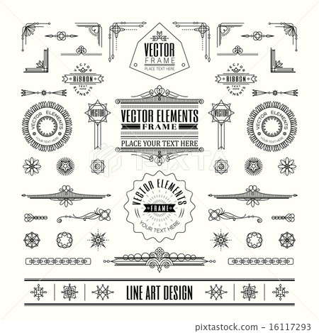 Set of thin line art deco retro vintage elements Set of thin line art deco retro vintage elements 16117293
