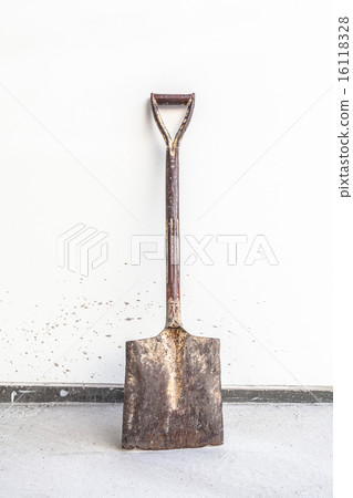 old dirty shovel isolated on a white background 16118328