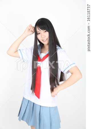 asian school girl isolated in white background 16118737