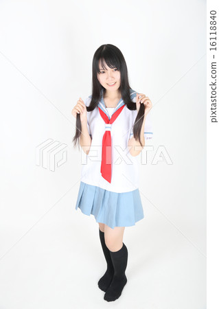 asian school girl isolated in white background asian school girl isolated in white background 16118840