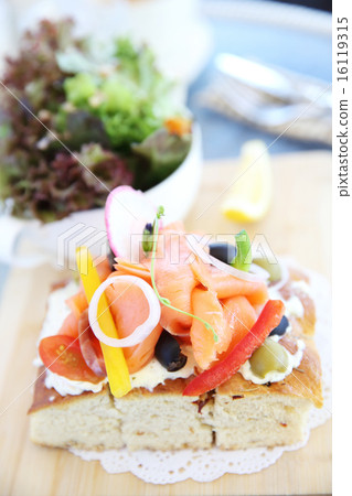 Smoked salmon with bread Smoked salmon with bread 16119315