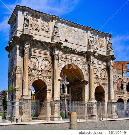 The Arch of Constantine and the Coliseum in Rome, Italy 16119649