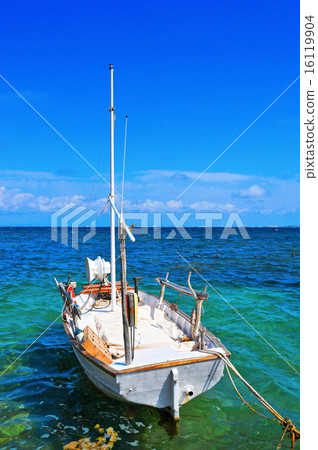 fishing boat moored in Formentera, Balearic Islands, Spain 16119904