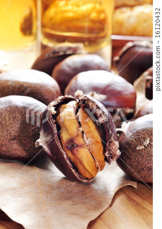 roasted chestnuts, typical snack in All Saints Day in Catalonia, 16120432