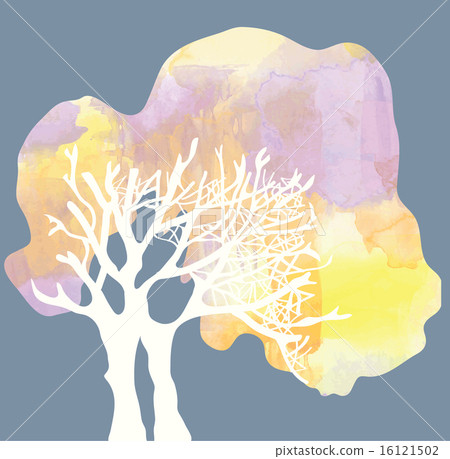 Tree with crone silhouette - watercolor style 16121502