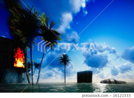 Tsunami devastating the city  16121533