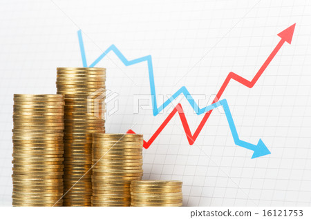 Coin mountain and graph. Operation of assets. Coin mountain and graph. Operation of assets. 16121753