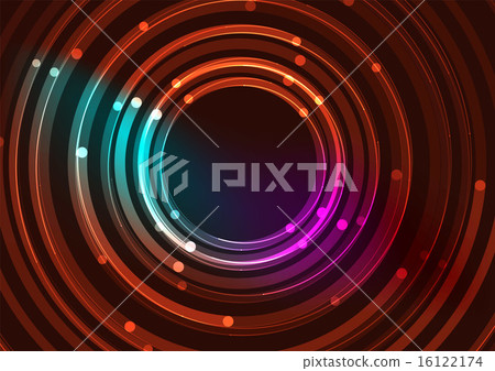 Abstract color glowing lines in dark space with stars and light effects - futuristic circle Abstract color glowing lines in dark space with stars and light effects - futuristic circle 16122174