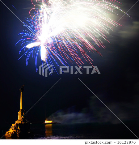 Salute, fireworks above the Sevastopol bay. 16122970