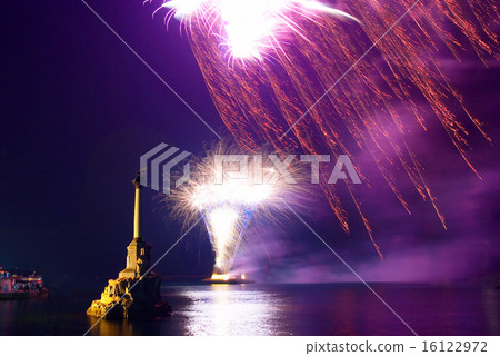Salute, fireworks above the Sevastopol bay. Salute, fireworks above the Sevastopol bay. 16122972