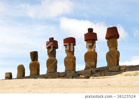 Moai in Easter Island Chilean Anakena Beach 16123524