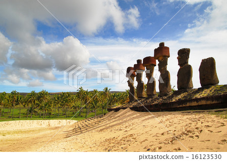 Moai in Easter Island Chilean Anakena Beach 16123530