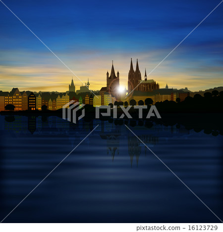 abstract background with silhouette of koln abstract background with silhouette of koln 16123729