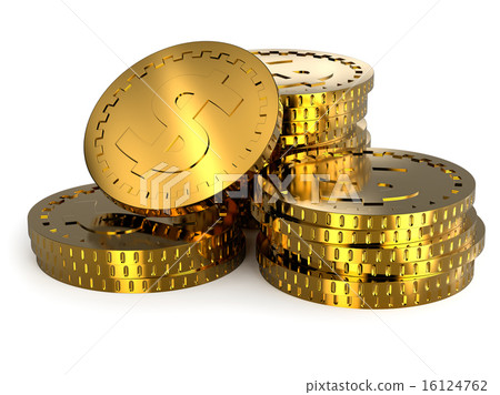 Golden Coins Stacks Illustration. 16124762