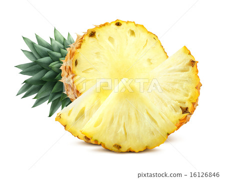 Cut pineapple and pieces isolated on white Cut pineapple and pieces isolated on white 16126846