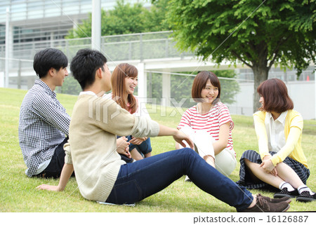 College students talking in the school yard 16126887
