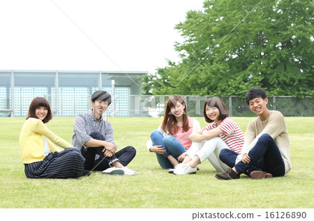 College students talking in the school yard 16126890