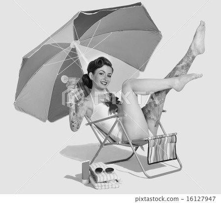 Girl resting on the beach having fun 16127947