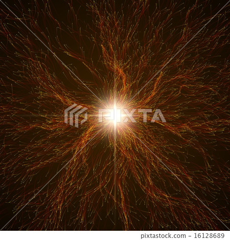 Released particles with light beam. 16128689