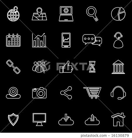 SEO line icons on black background SEO line icons on black background 16130879