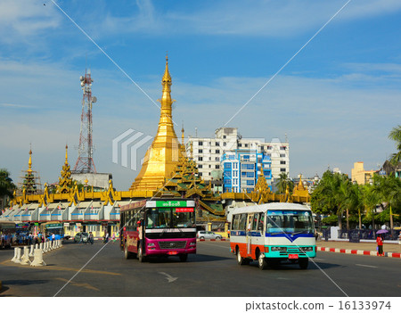 Traffic in downtown Yangon, Myanmar Traffic in downtown Yangon, Myanmar 16133974