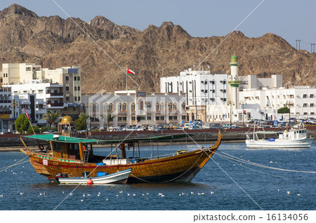 A tourist boat moored in the harbour of Muscat,  16134056