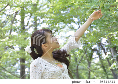 新鮮的綠色和年輕的女士 16134833