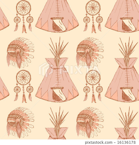 Sketch native american's symbols in vintage style 16136178