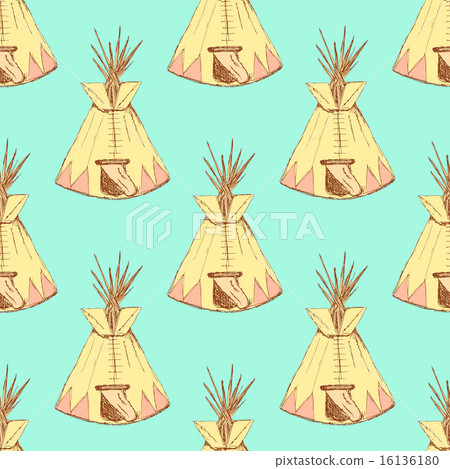 Sketch teepee house in vintage style 16136180