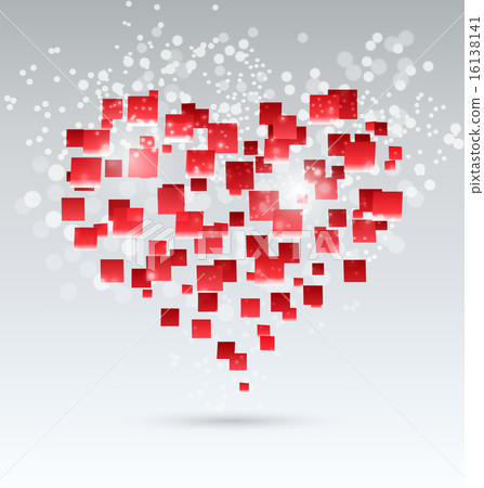 Abstract vector mosaic heart on grayscale Abstract vector mosaic heart on grayscale 16138141