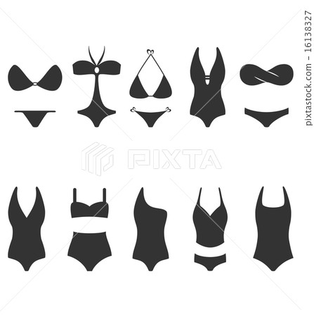 Swimsuit flat icons set isolated on white 16138327
