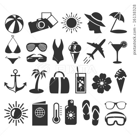 Summer flat icons set isolated on white 16138328