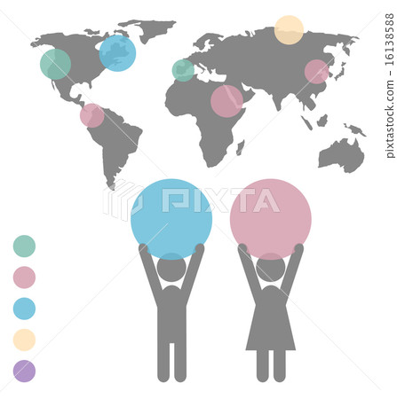 Man and woman icons with space and infographic map Man and woman icons with space and infographic map 16138588