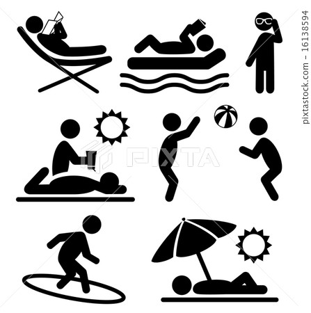 Summer pictograms flat people icons on white 16138594