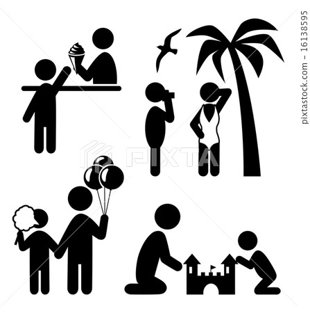 Summertime pictograms flat people icons isolated 16138595