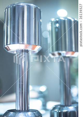 Dumbbell gym metal weights in gym health club 16139327