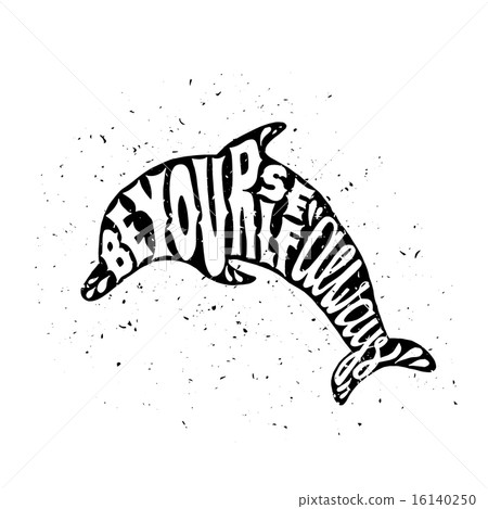 Motivational poster with dolphin Motivational poster with dolphin 16140250