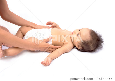 woman dresses to the baby diaper 16142237