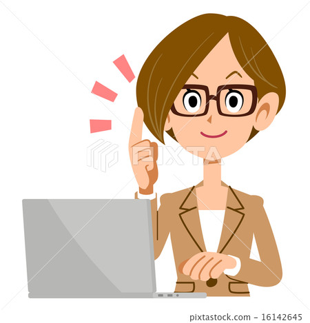 Describing glasses on business woman and laptop Describing glasses on business woman and laptop 16142645