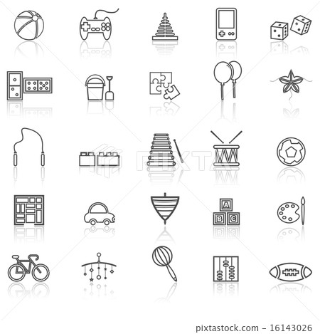 Toy line icons with reflect on white 16143026