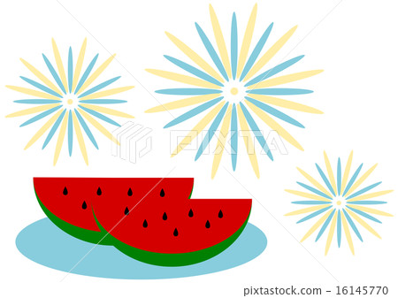 Watermelon and fireworks - Stock Illustration [16145770] - PIXTA
