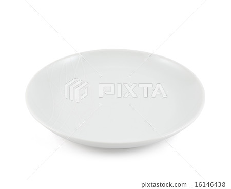 Empty ceramic white plate isolated 16146438