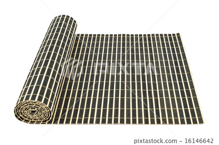 Rolled straw mat isolated 16146642