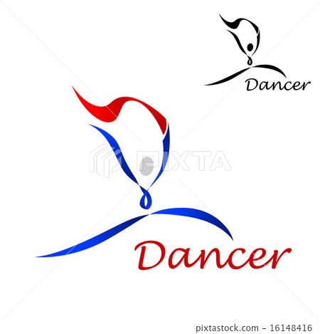 Dancer icon with abstract figure of curling lines 16148416