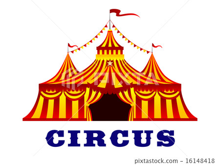 Circus tent with red and yellow stripes 16148418
