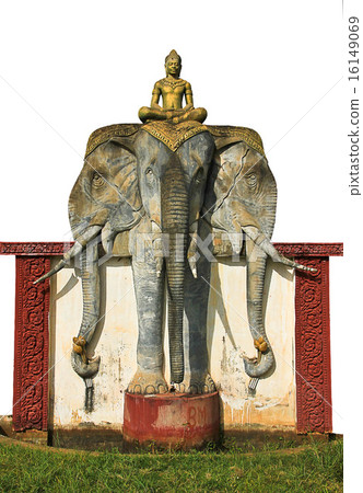 Statue Erawan  at  Cambodia with white background. 16149069