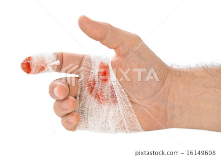 Hand with blood and bandage Hand with blood and bandage 16149608