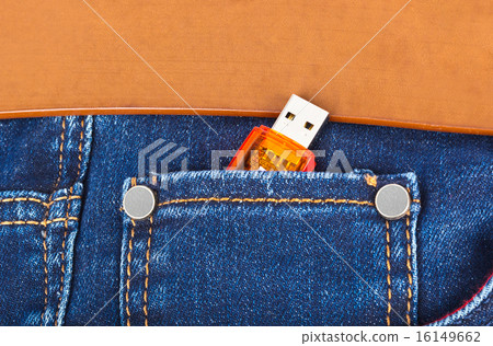 USB flash memory in jeans pocket 16149662