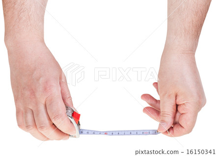 male hands with measuring tape line isolated male hands with measuring tape line isolated 16150341