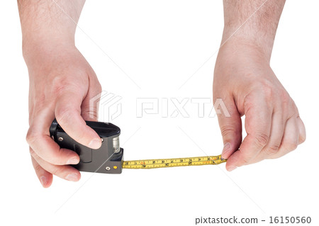 man hands with tape measure isolated 16150560
